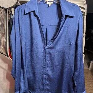 Express Slik Blue Button-Up Shirt